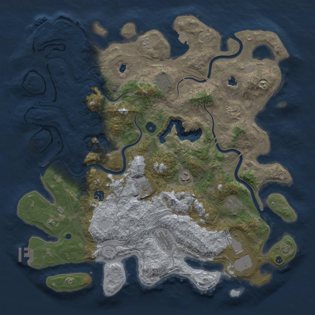 Rust Map: Procedural Map, Size: 4500, Seed: 2115053392, 15 Monuments