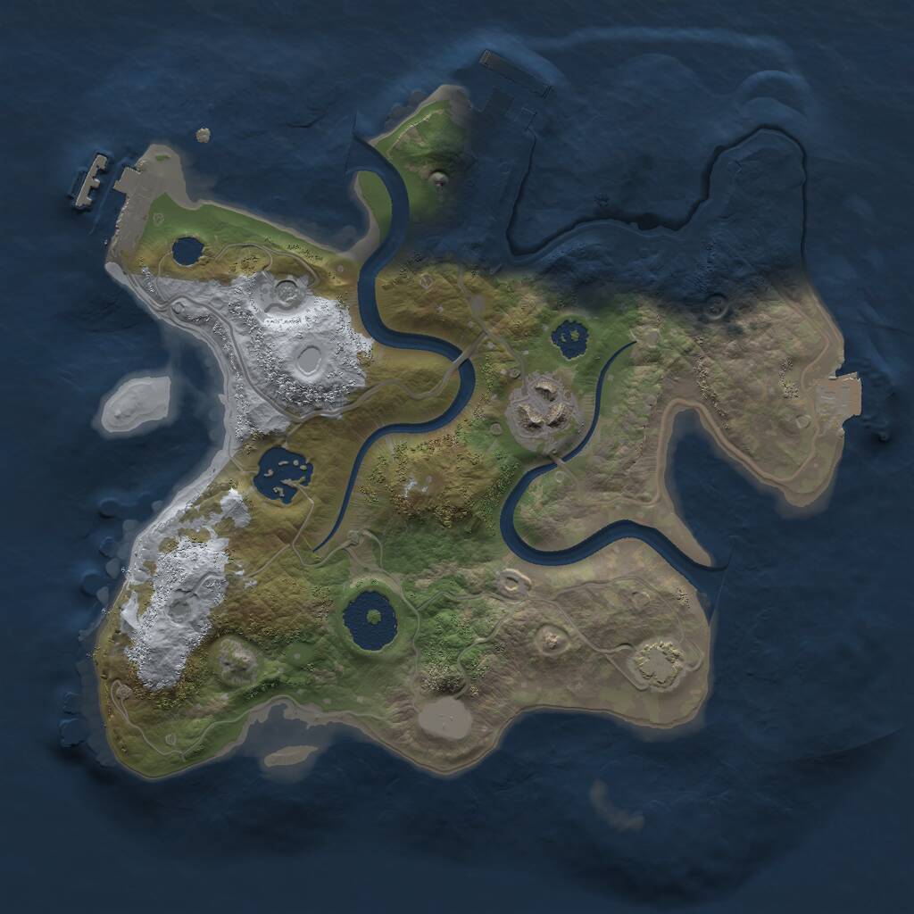 Rust Map: Procedural Map, Size: 2500, Seed: 438922323, 7 Monuments