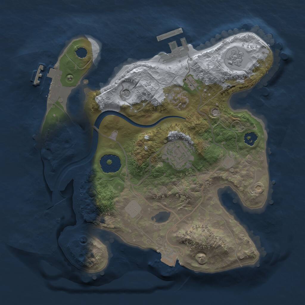 Rust Map: Procedural Map, Size: 2300, Seed: 826394, 6 Monuments