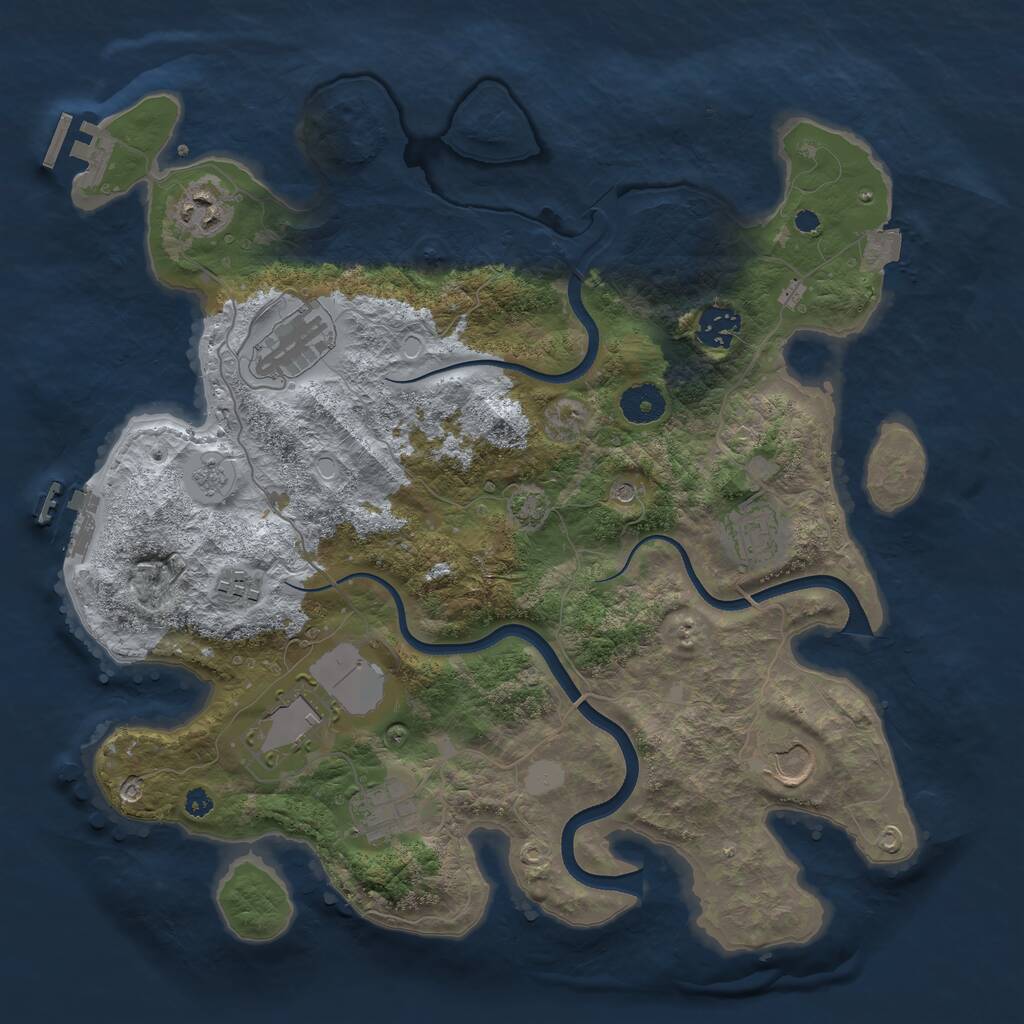 Rust Map: Procedural Map, Size: 3650, Seed: 25124, 14 Monuments
