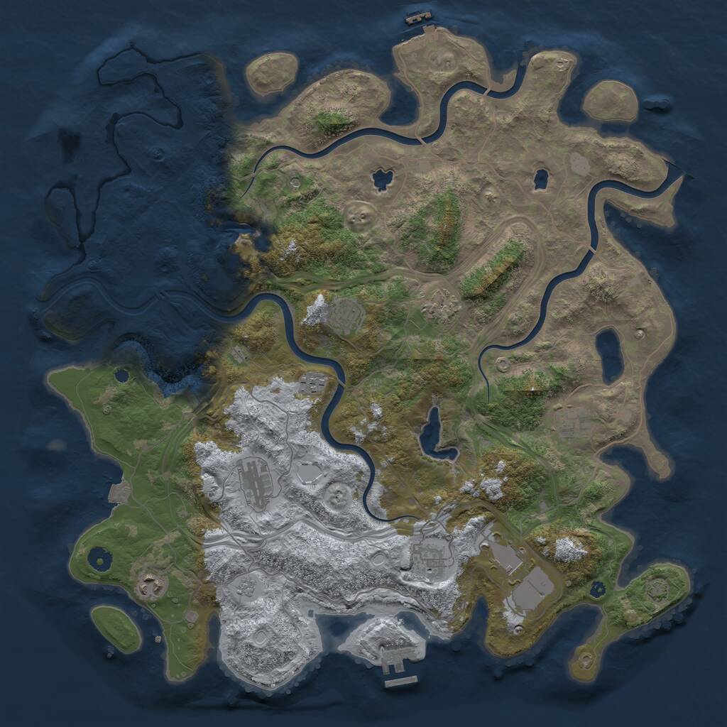 Rust Map: Procedural Map, Size: 4500, Seed: 1974810586, 14 Monuments