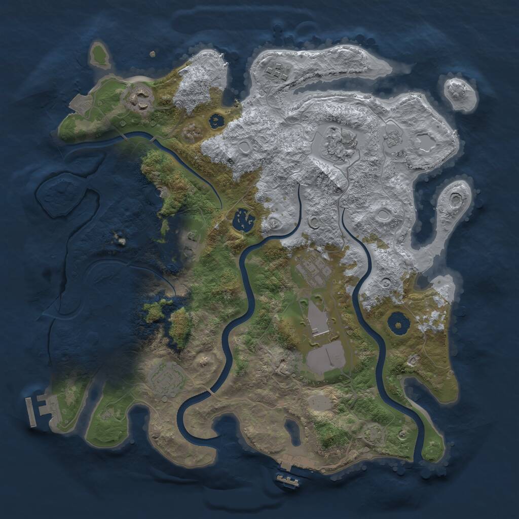 Rust Map: Procedural Map, Size: 3500, Seed: 64664832, 14 Monuments