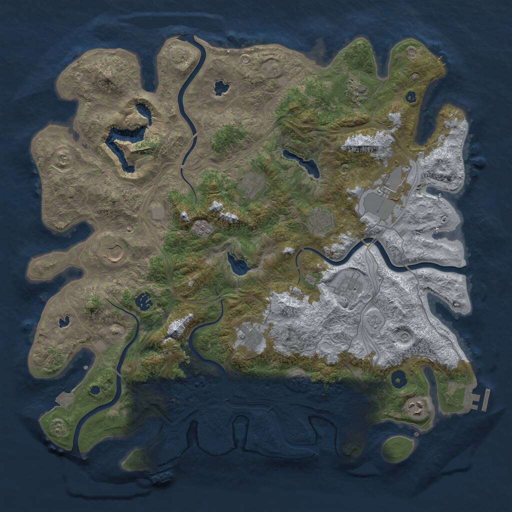 Rust Map: Procedural Map, Size: 4500, Seed: 65087650, 16 Monuments