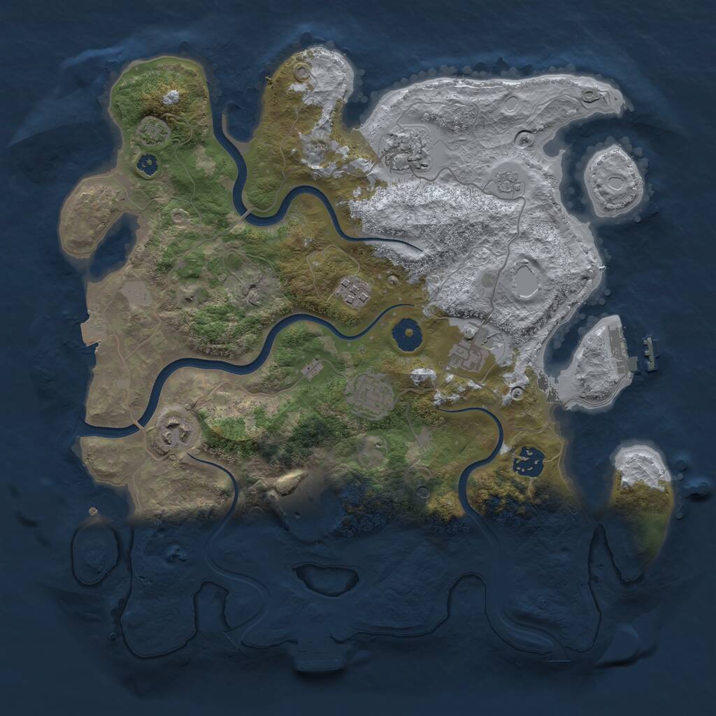 Rust Map: Procedural Map, Size: 3500, Seed: 1750138094, 13 Monuments
