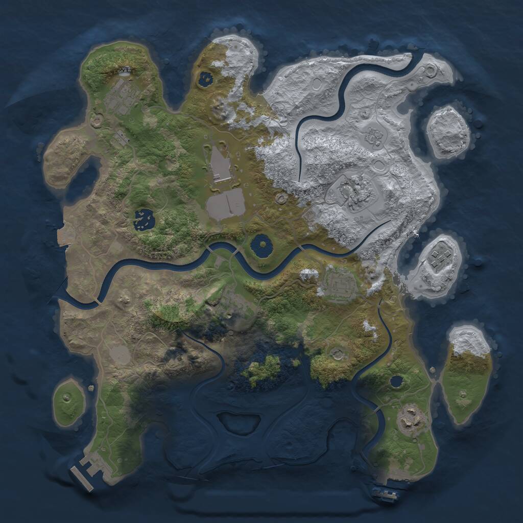 Rust Map: Procedural Map, Size: 3500, Seed: 1750138094, 14 Monuments