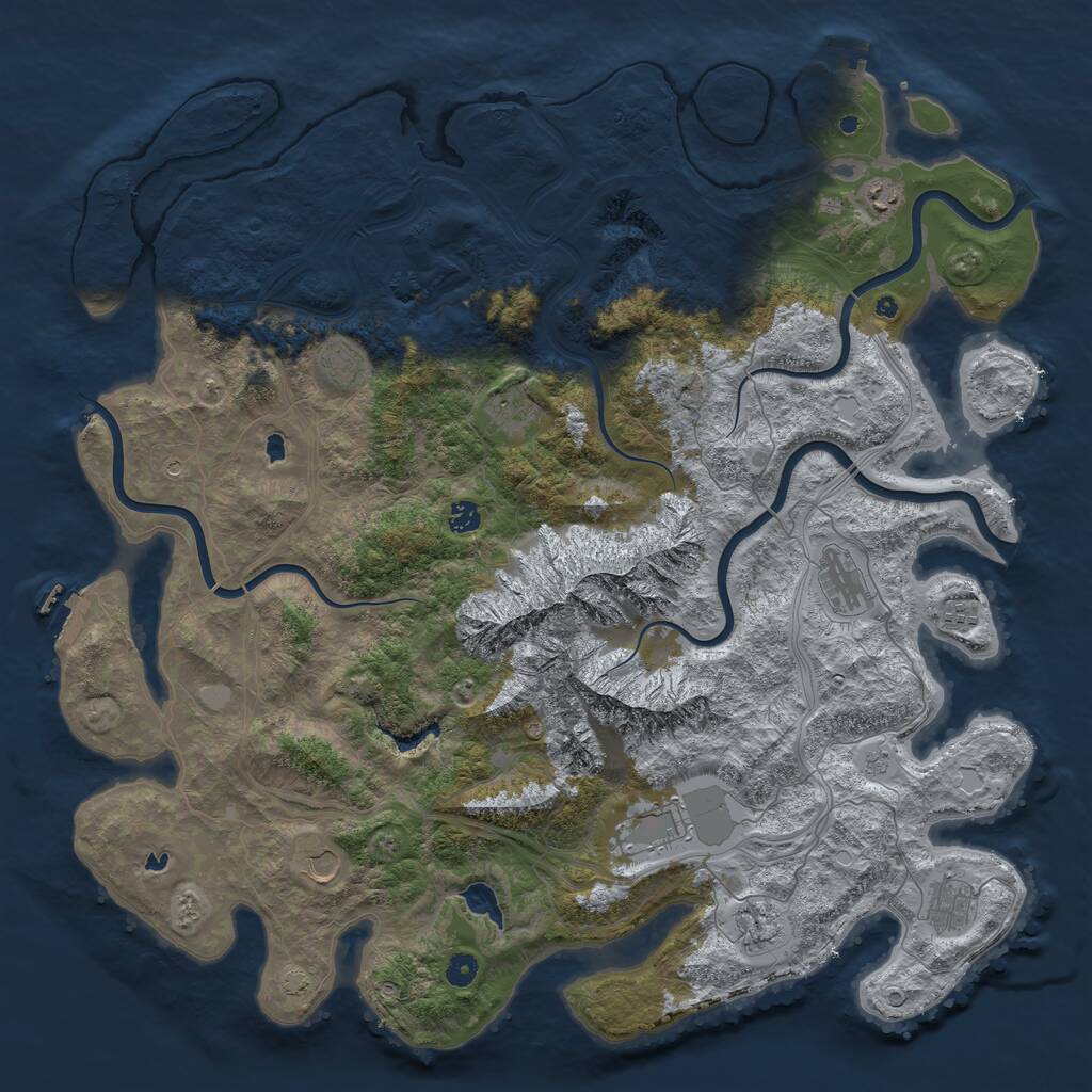 Rust Map: Procedural Map, Size: 5000, Seed: 456464, 16 Monuments