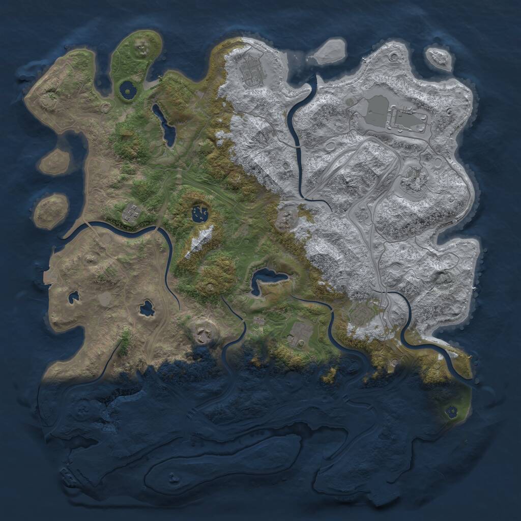 Rust Map: Procedural Map, Size: 4500, Seed: 1121711000, 14 Monuments