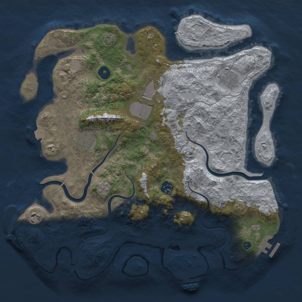 Rust Map: Procedural Map, Size: 3750, Seed: 395004737, 12 Monuments