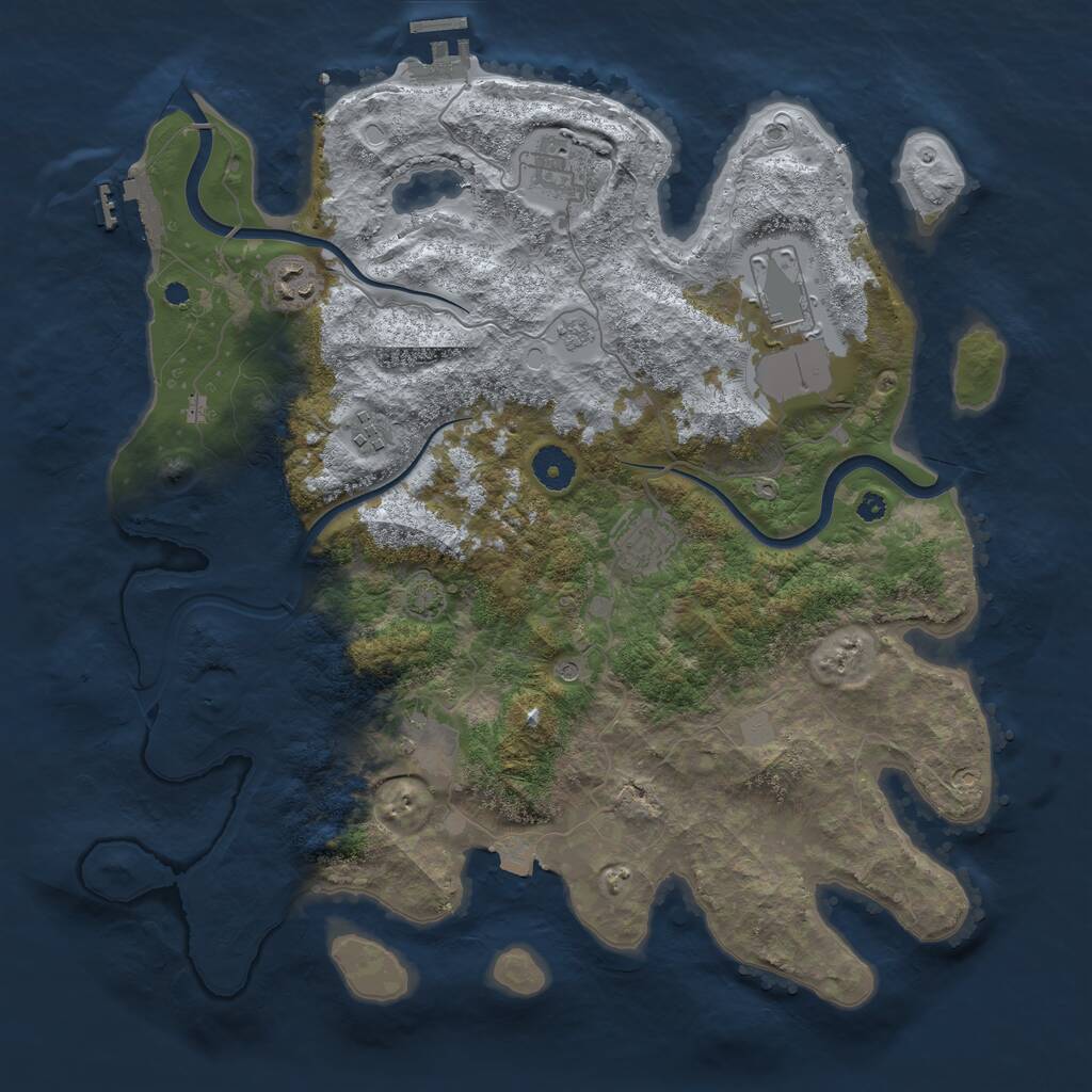 Rust Map: Procedural Map, Size: 3850, Seed: 598536730, 12 Monuments