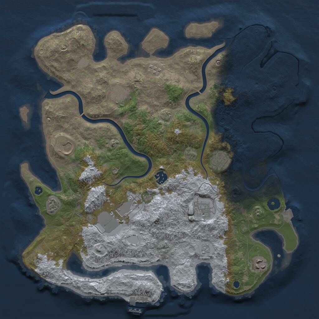 Rust Map: Procedural Map, Size: 3900, Seed: 1390019185, 14 Monuments