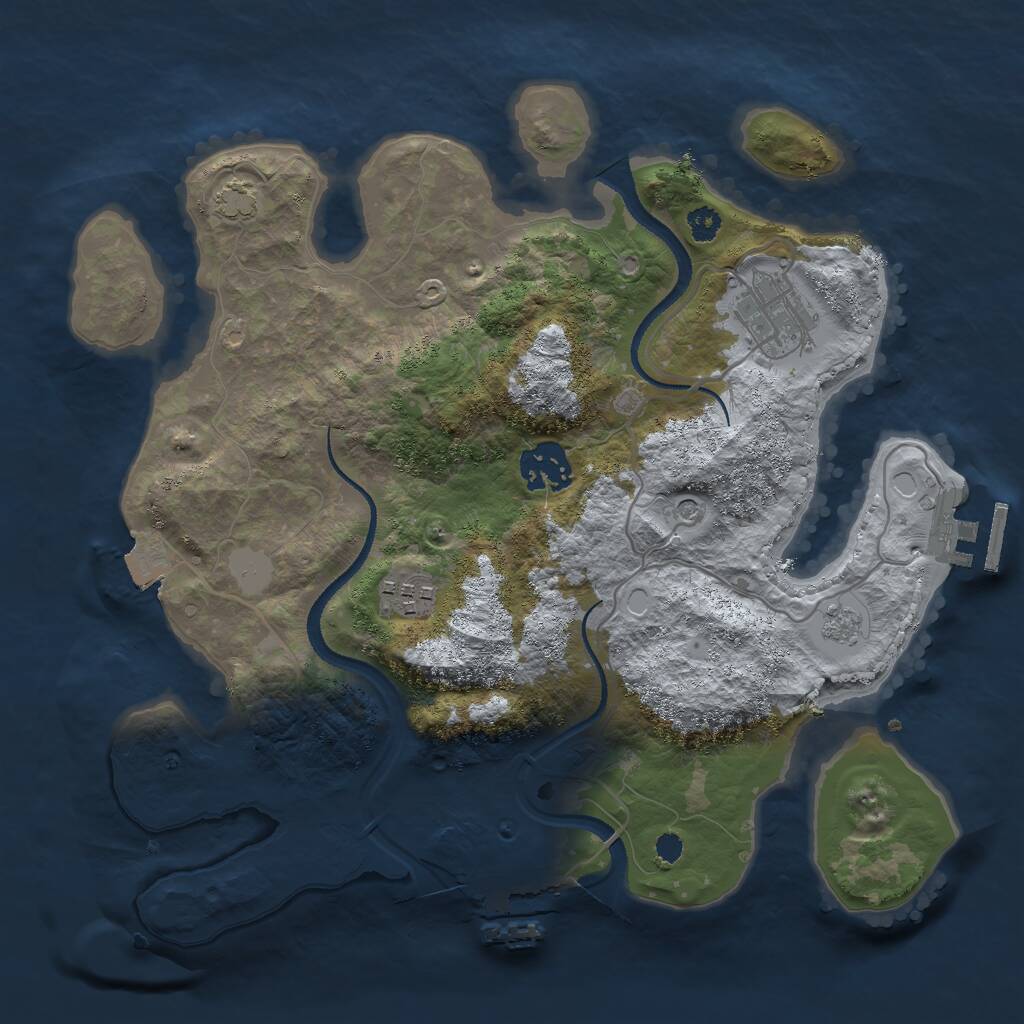 Rust Map: Procedural Map, Size: 3000, Seed: 1529312828, 9 Monuments