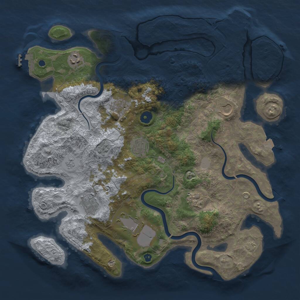 Rust Map: Procedural Map, Size: 3800, Seed: 23692571, 14 Monuments