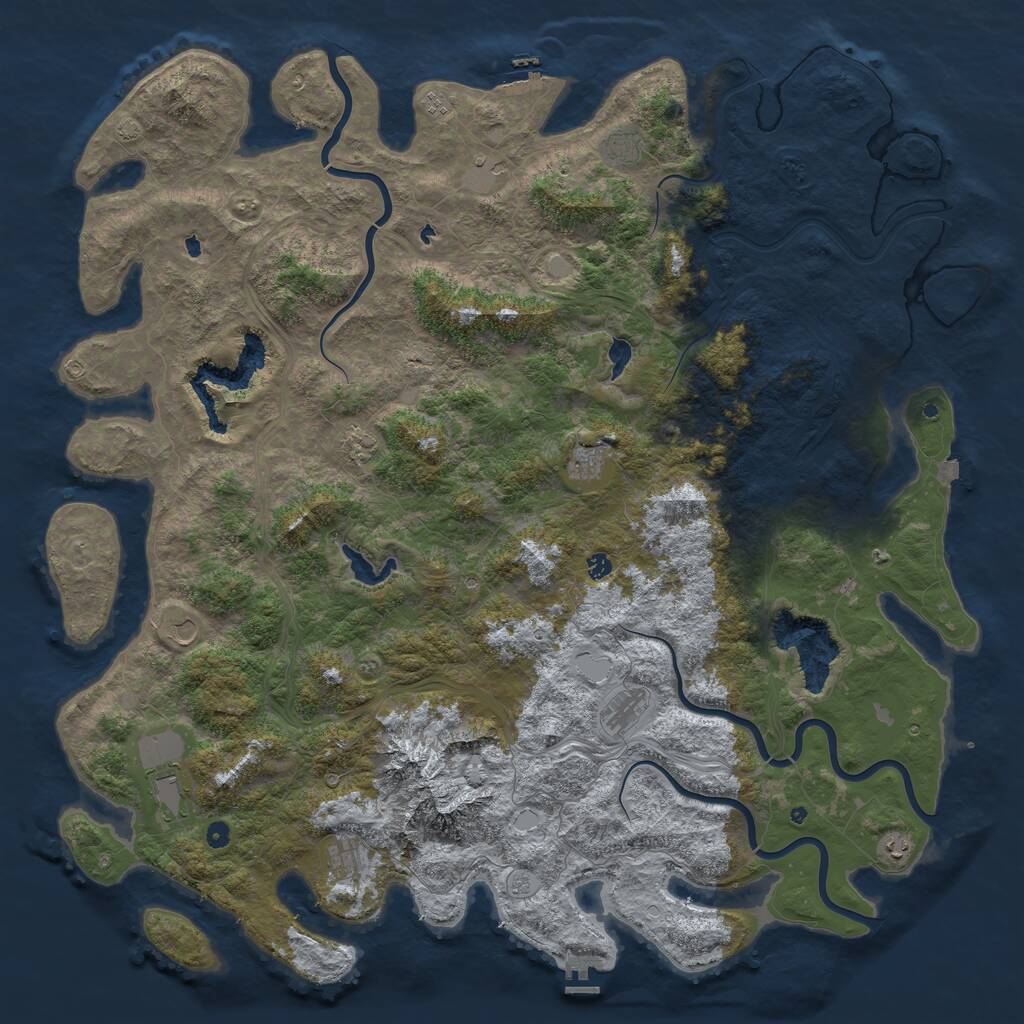 Rust Map: Procedural Map, Size: 6000, Seed: 1192157120, 17 Monuments