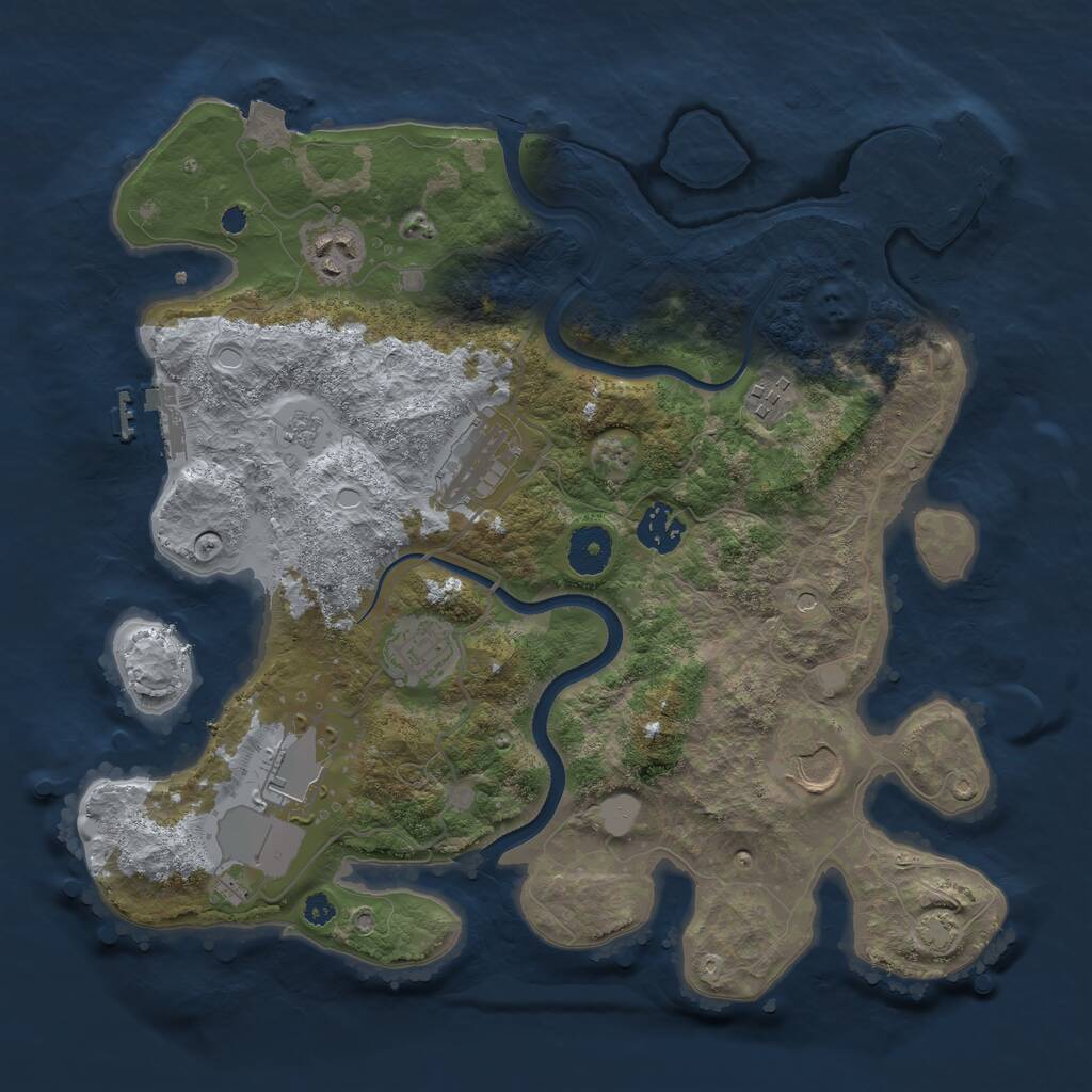 Rust Map: Procedural Map, Size: 3500, Seed: 2050834137, 13 Monuments