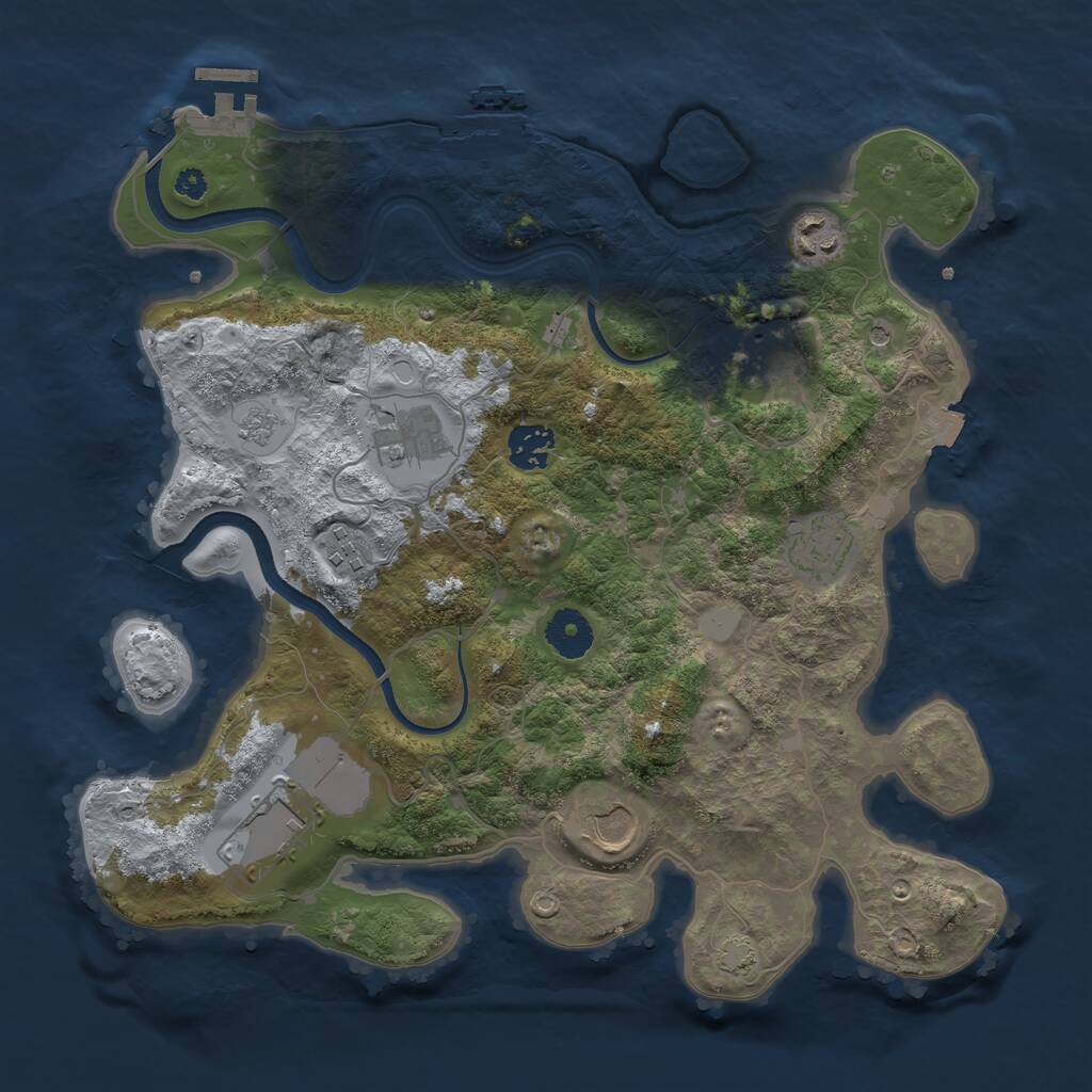 Rust Map: Procedural Map, Size: 3500, Seed: 2050834137, 14 Monuments