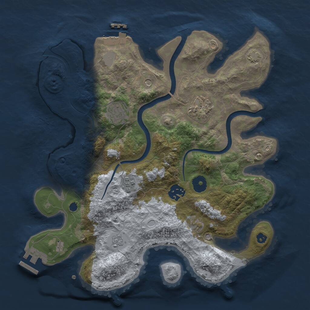 Rust Map: Procedural Map, Size: 3000, Seed: 19954, 10 Monuments