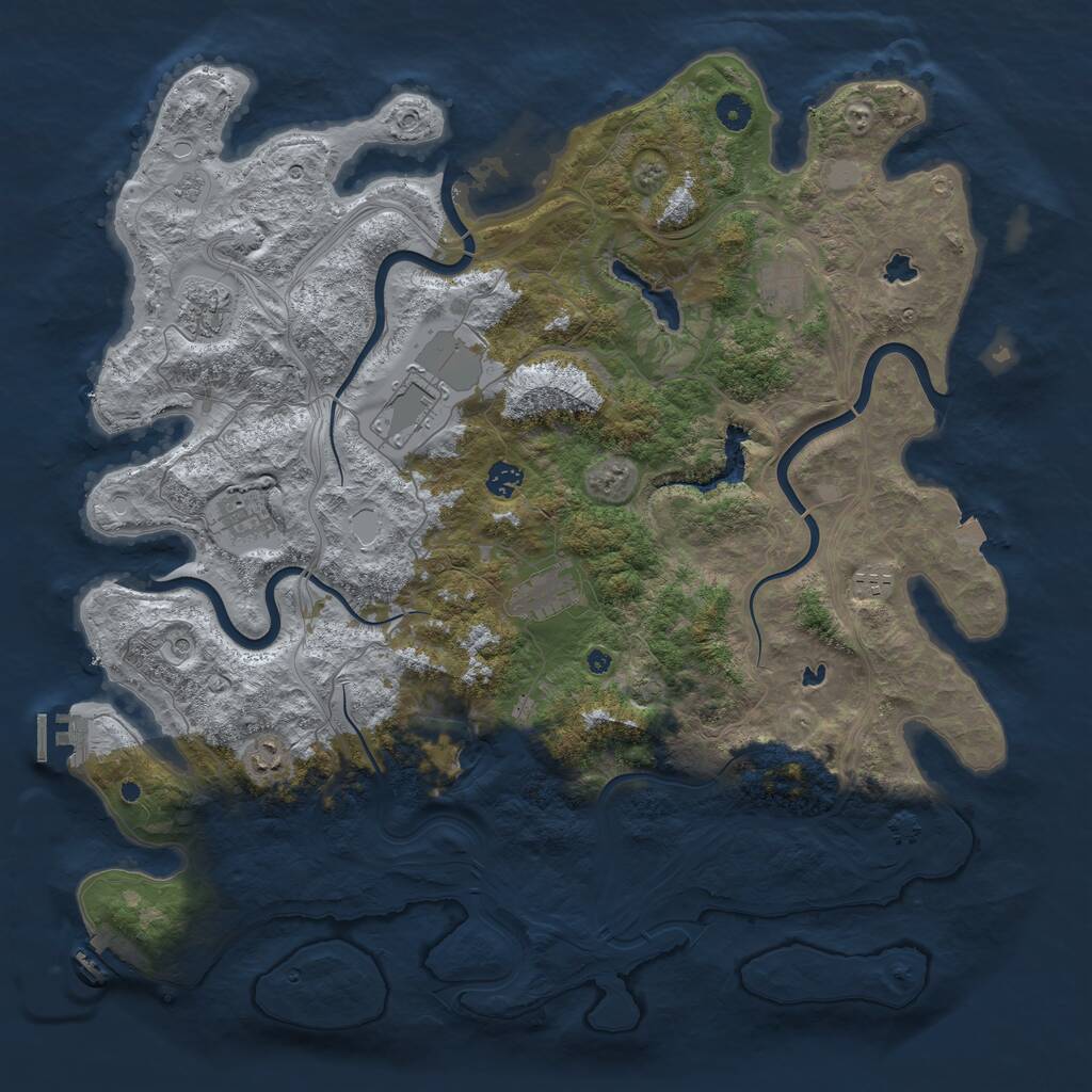 Rust Map: Procedural Map, Size: 4601, Seed: 12, 14 Monuments