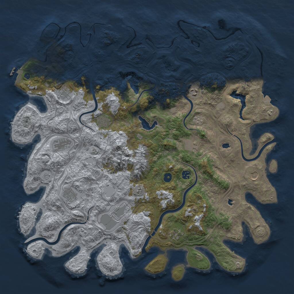Rust Map: Procedural Map, Size: 5000, Seed: 354756, 17 Monuments