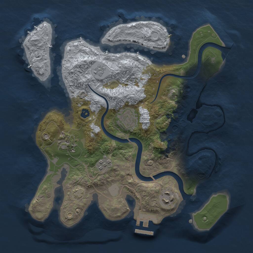 Rust Map: Procedural Map, Size: 2750, Seed: 37575, 9 Monuments
