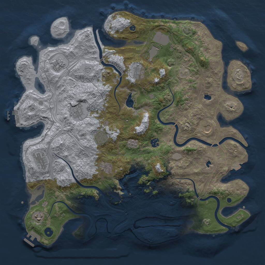Rust Map: Procedural Map, Size: 4500, Seed: 58775552, 17 Monuments