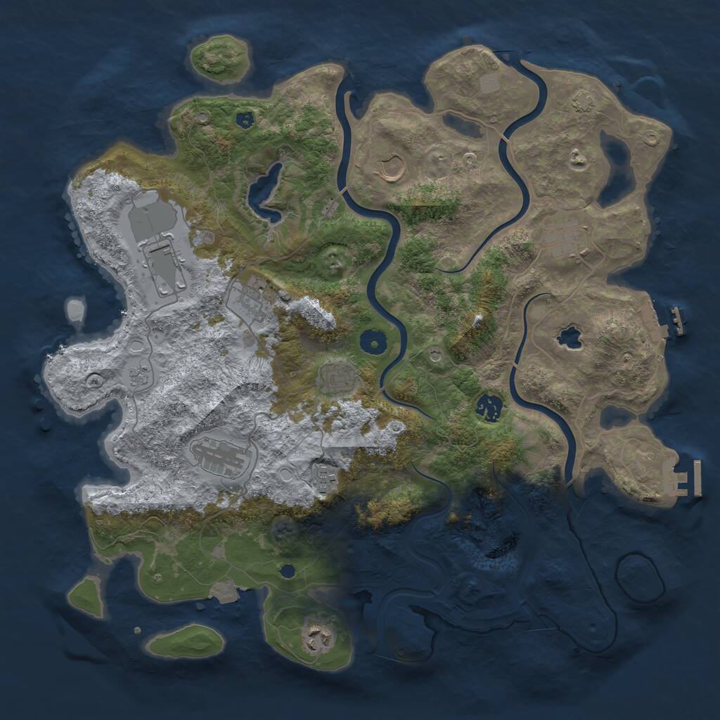 Rust Map: Procedural Map, Size: 4050, Seed: 1234569871, 15 Monuments