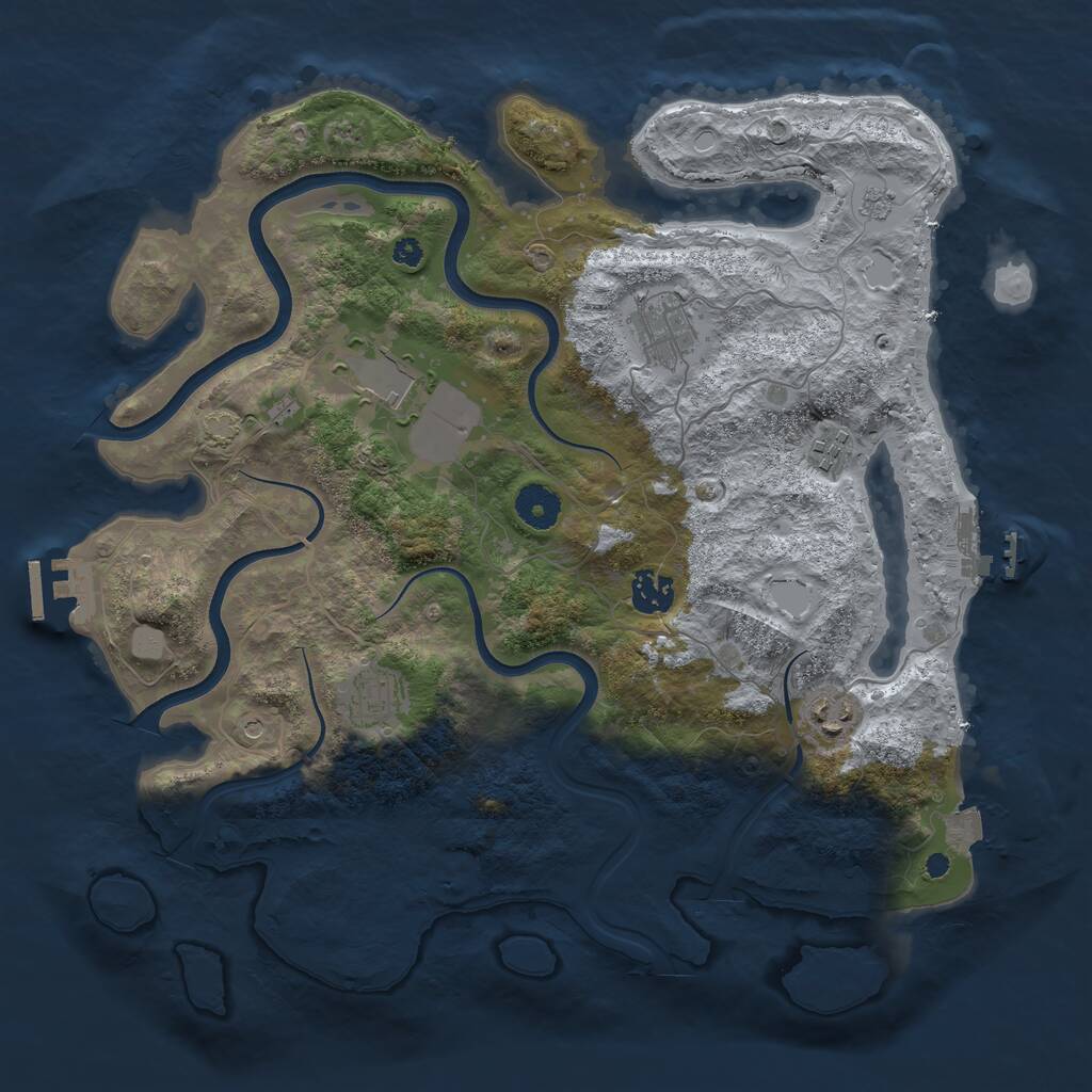 Rust Map: Procedural Map, Size: 3700, Seed: 2014735, 12 Monuments