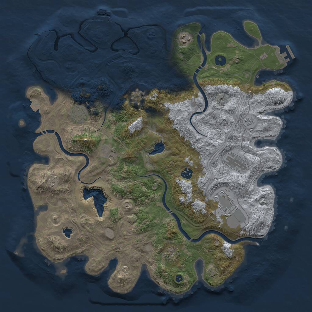 Rust Map: Procedural Map, Size: 4250, Seed: 500213442, 14 Monuments
