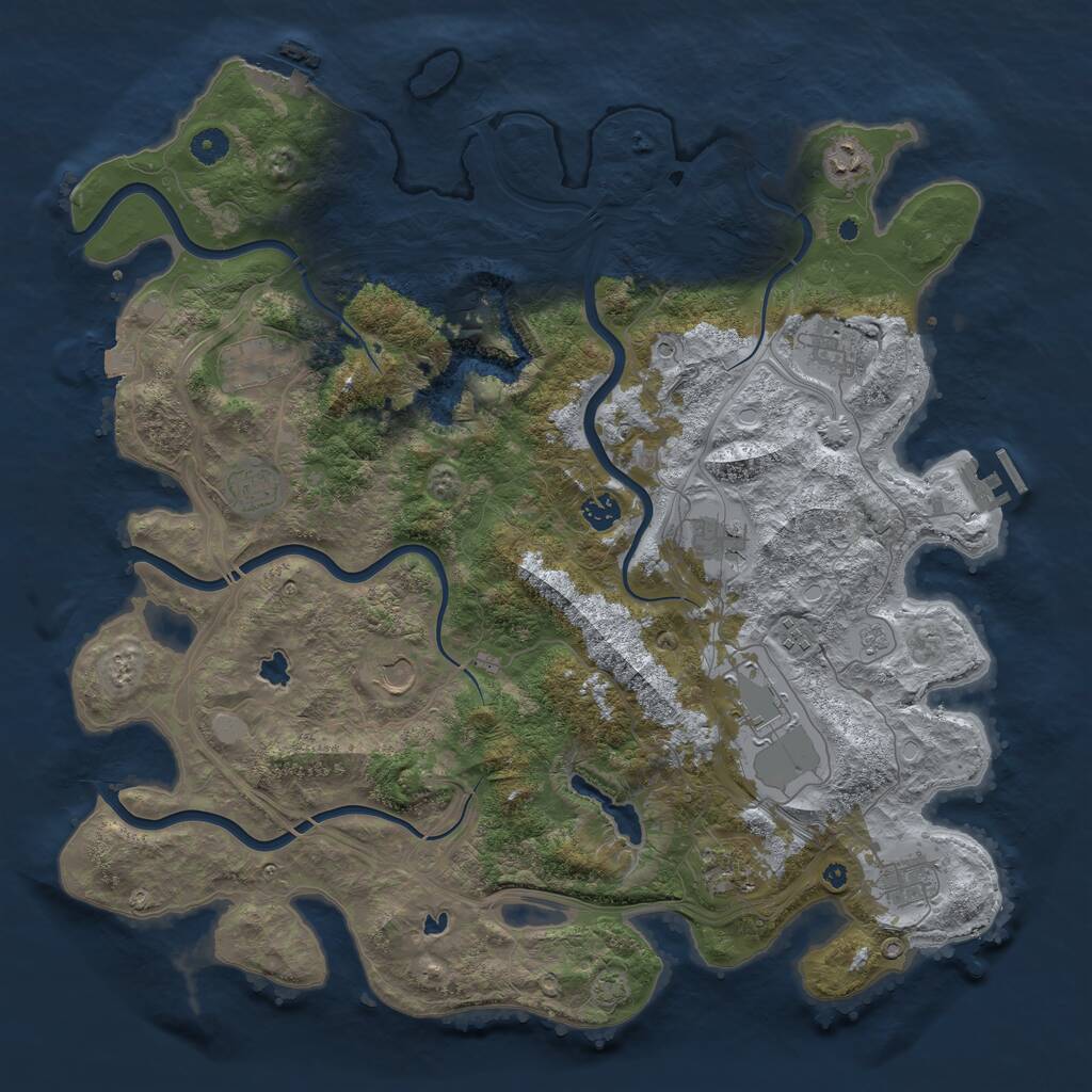 Rust Map: Procedural Map, Size: 4500, Seed: 107771665, 17 Monuments