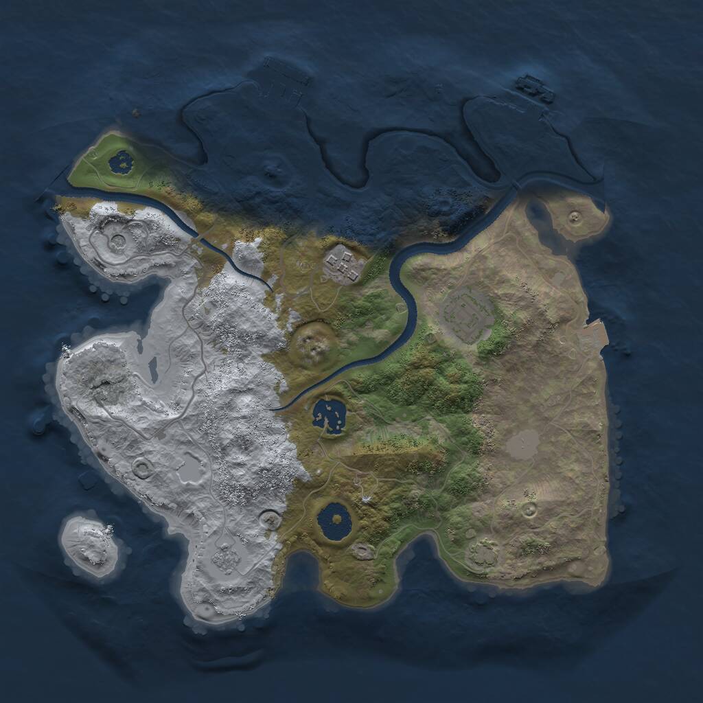 Rust Map: Procedural Map, Size: 3000, Seed: 606502639, 9 Monuments