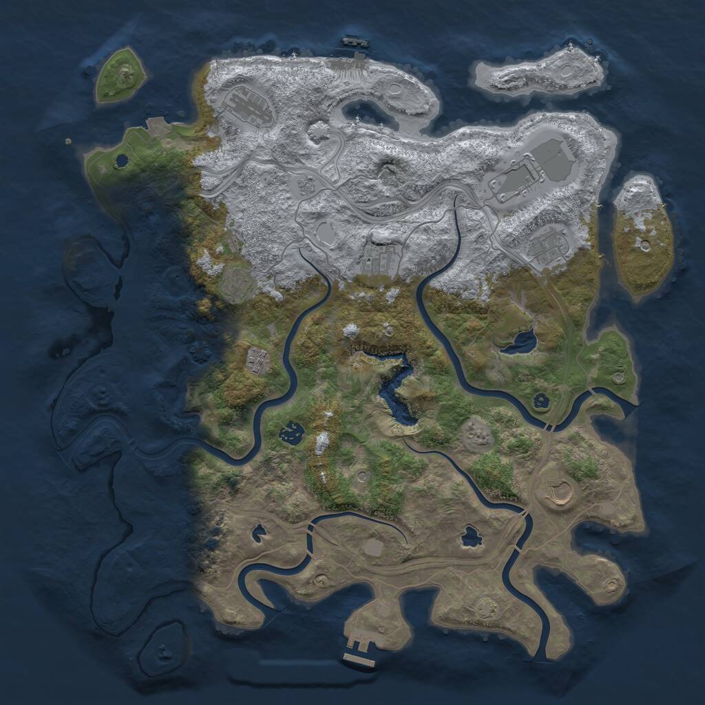 Rust Map: Procedural Map, Size: 4500, Seed: 1985373203, 14 Monuments