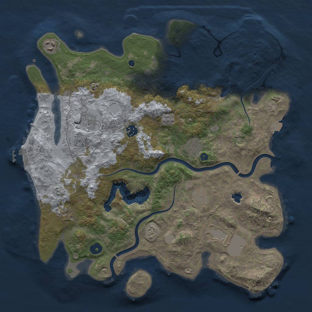 Rust Map: Procedural Map, Size: 4000, Seed: 1841691050, 14 Monuments