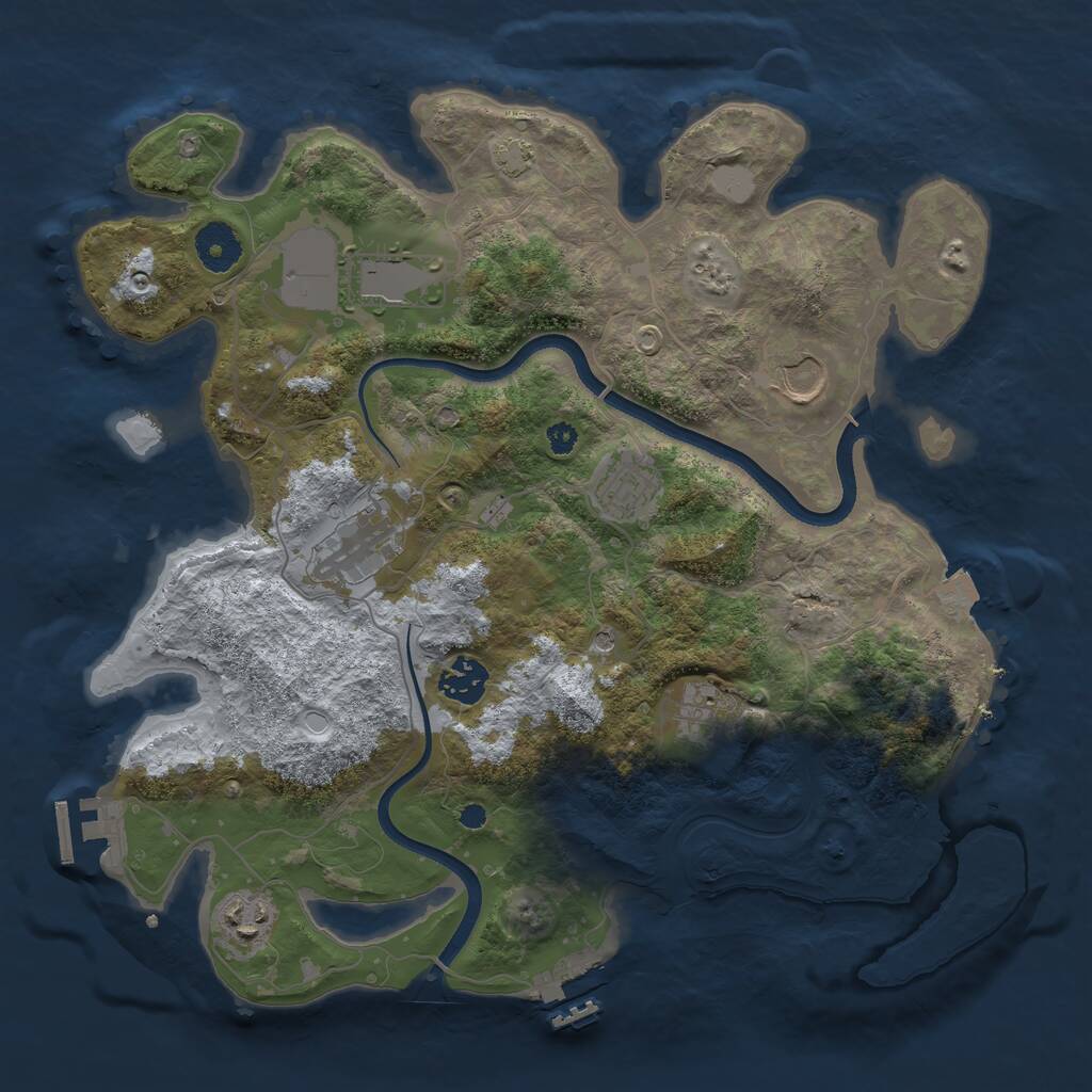 Rust Map: Procedural Map, Size: 3500, Seed: 1248959867, 12 Monuments