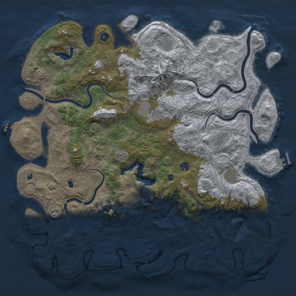 Rust Map: Procedural Map, Size: 5000, Seed: 58493024, 14 Monuments
