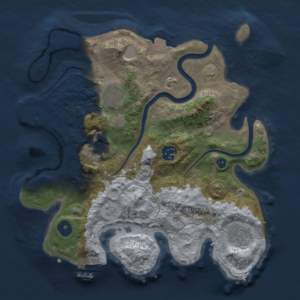 Rust Map: Procedural Map, Size: 3000, Seed: 28745, 10 Monuments