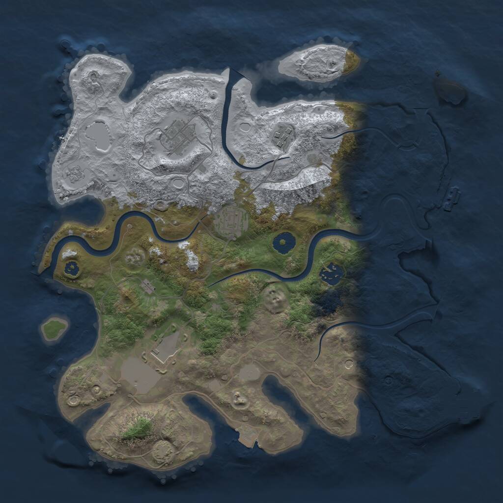 Rust Map: Procedural Map, Size: 3500, Seed: 300015, 11 Monuments