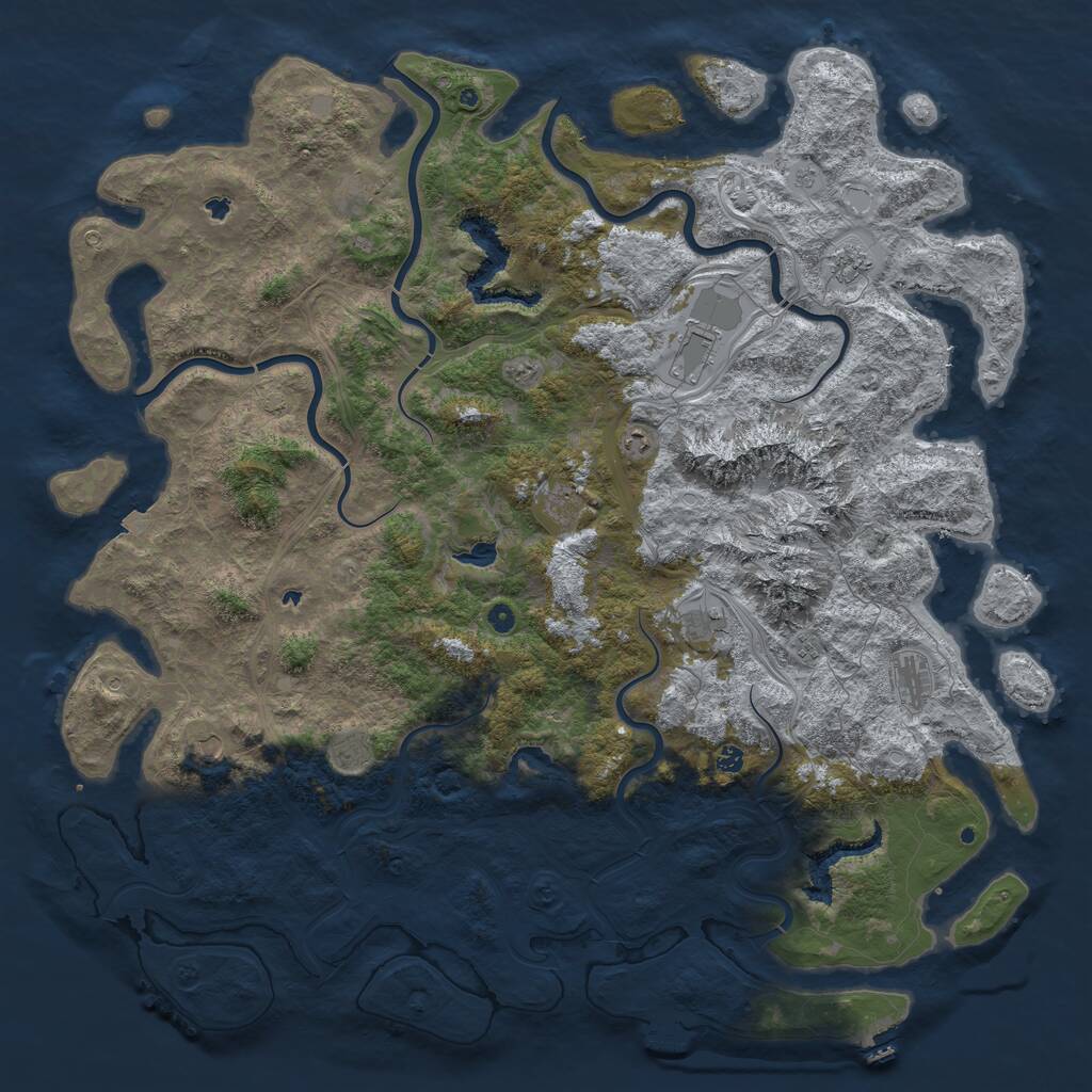 Rust Map: Procedural Map, Size: 6000, Seed: 1100867445, 17 Monuments