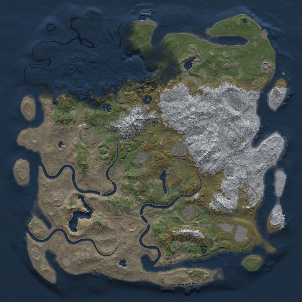 Rust Map: Procedural Map, Size: 5000, Seed: 724995962, 17 Monuments