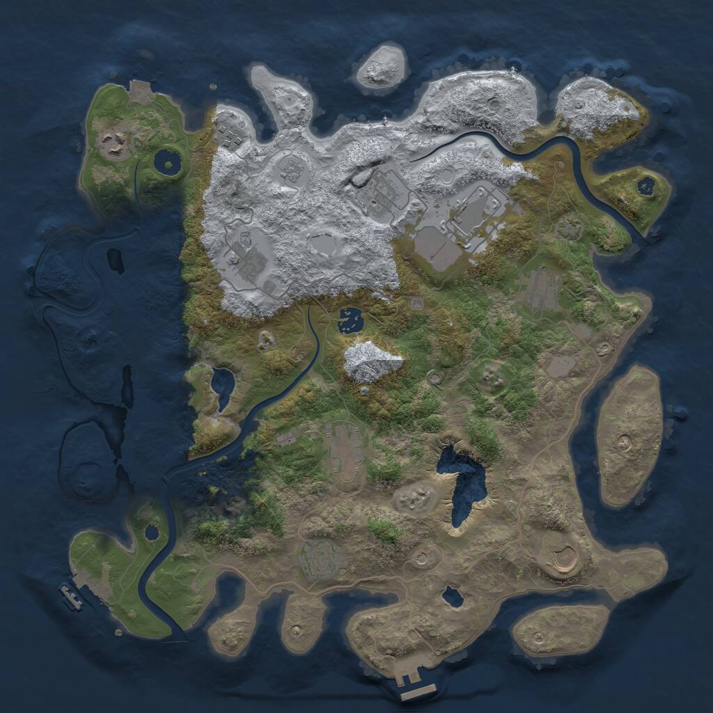 Rust Map: Procedural Map, Size: 4000, Seed: 345989578, 16 Monuments
