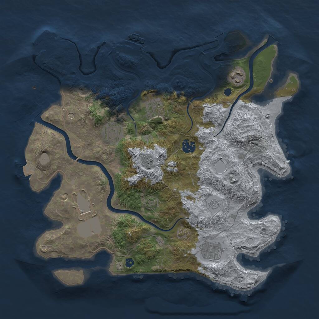 Rust Map: Procedural Map, Size: 3500, Seed: 943117, 13 Monuments