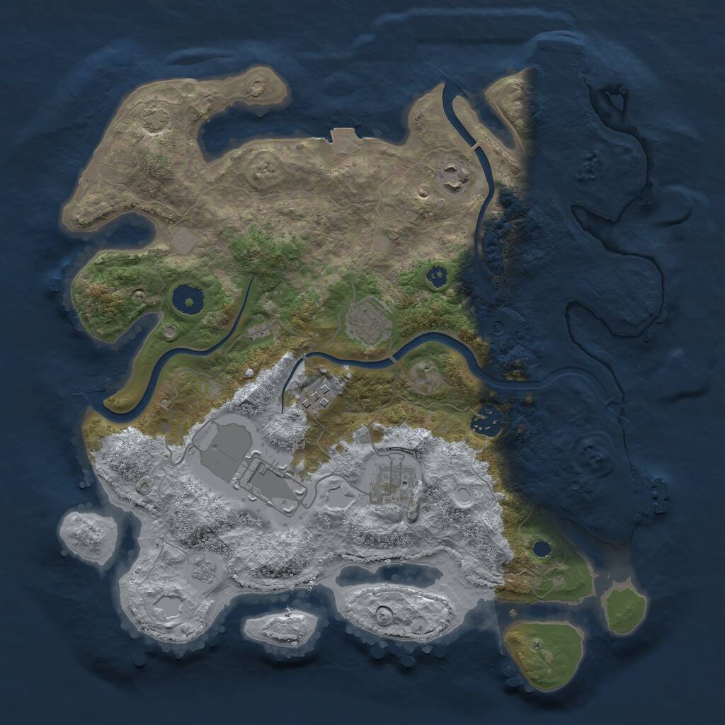 Rust Map: Procedural Map, Size: 3500, Seed: 1506199103, 12 Monuments