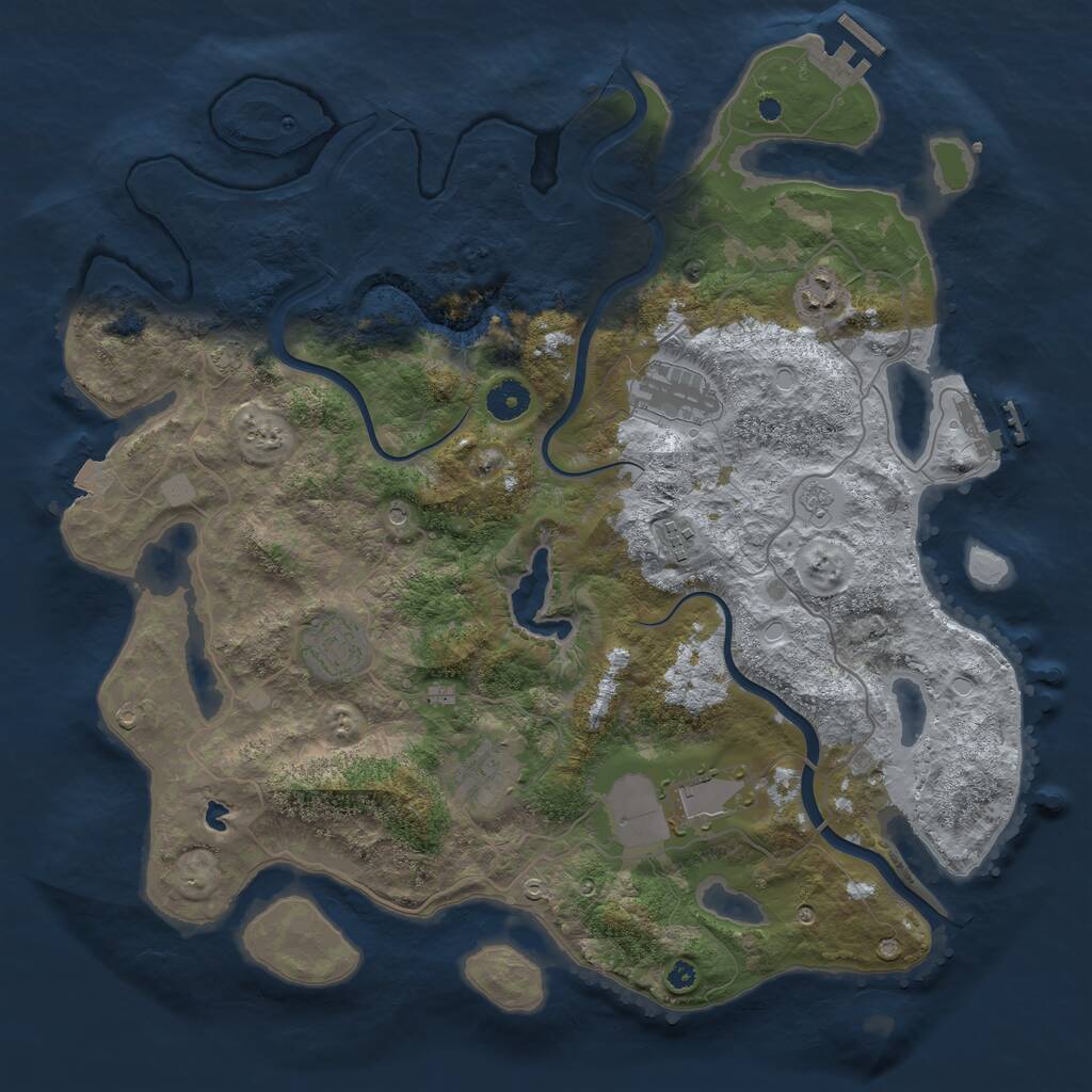 Rust Map: Procedural Map, Size: 4000, Seed: 1326584052, 12 Monuments