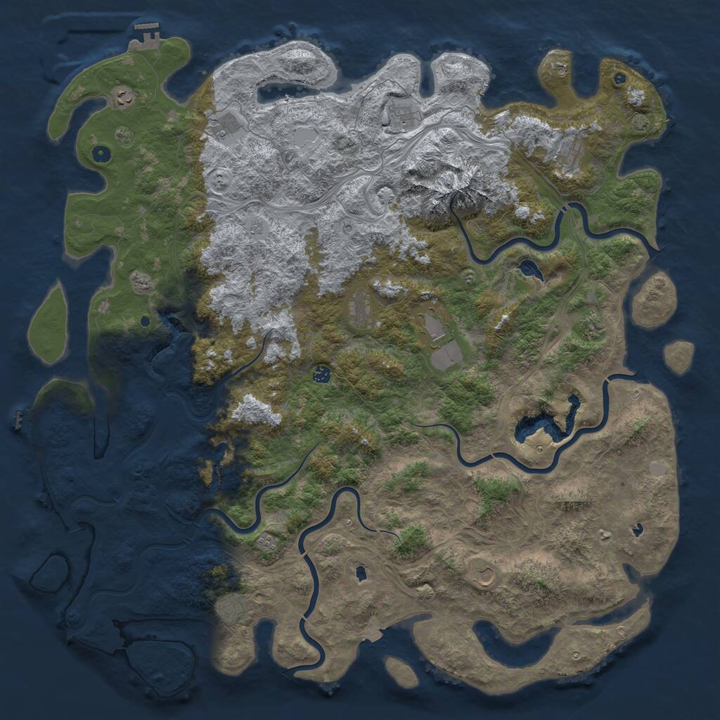 Rust Map: Procedural Map, Size: 6000, Seed: 1658, 17 Monuments