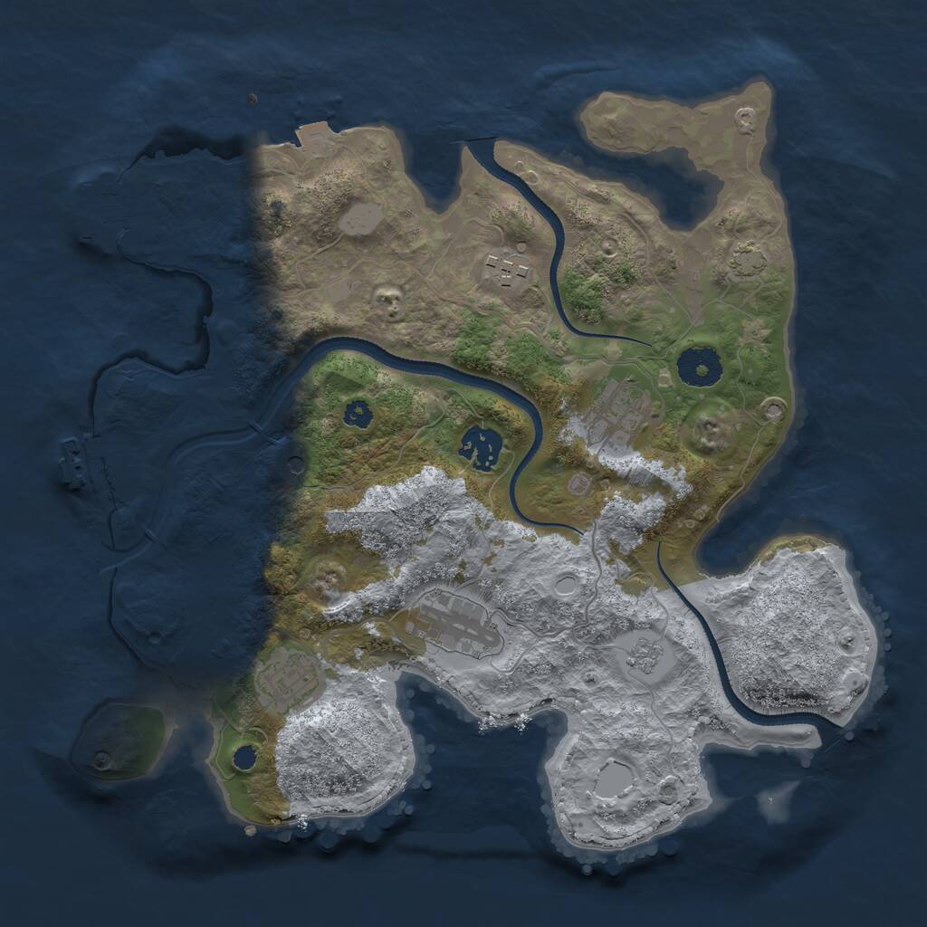 Rust Map: Procedural Map, Size: 3250, Seed: 2002643437, 11 Monuments