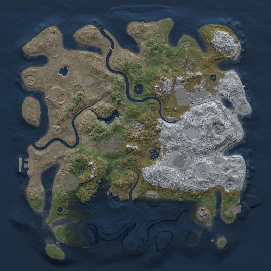 Rust Map: Procedural Map, Size: 4000, Seed: 3494, 14 Monuments