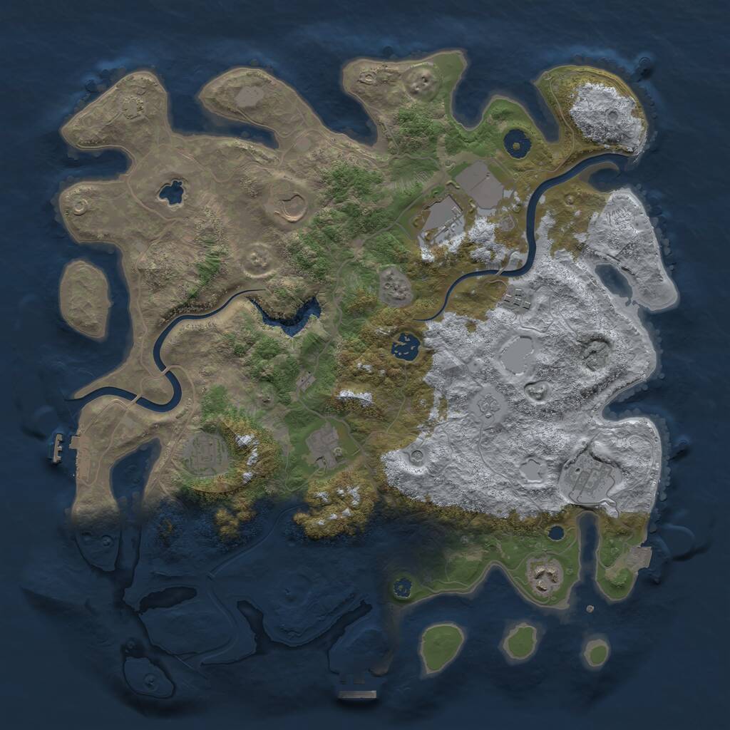 Rust Map: Procedural Map, Size: 4000, Seed: 3494, 14 Monuments