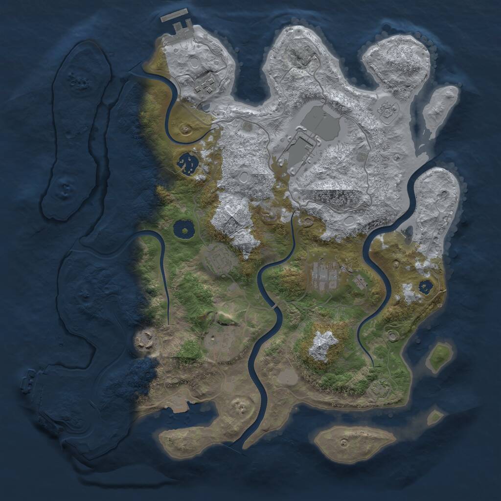 Rust Map: Procedural Map, Size: 3600, Seed: 20210, 12 Monuments