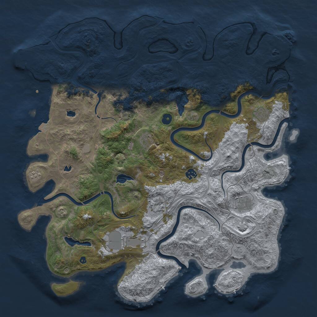 Rust Map: Procedural Map, Size: 4500, Seed: 530782878, 13 Monuments
