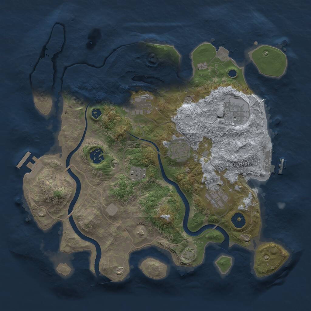 Rust Map: Procedural Map, Size: 3250, Seed: 943713519, 11 Monuments