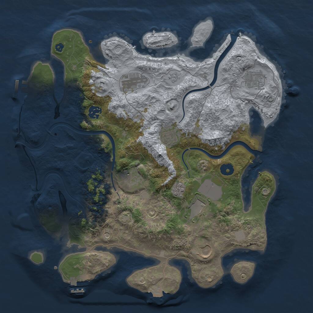 Rust Map: Procedural Map, Size: 3600, Seed: 423217, 14 Monuments