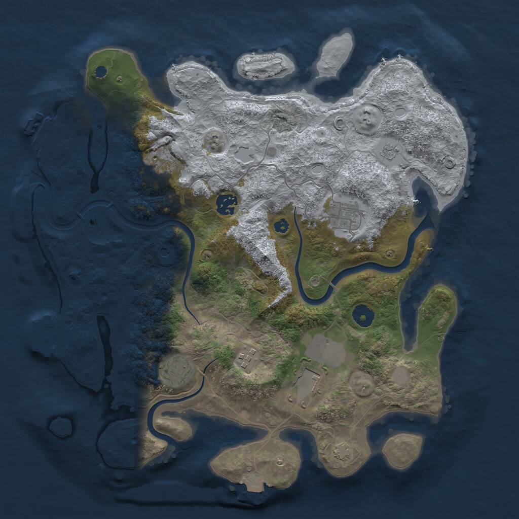 Rust Map: Procedural Map, Size: 3600, Seed: 423217, 12 Monuments